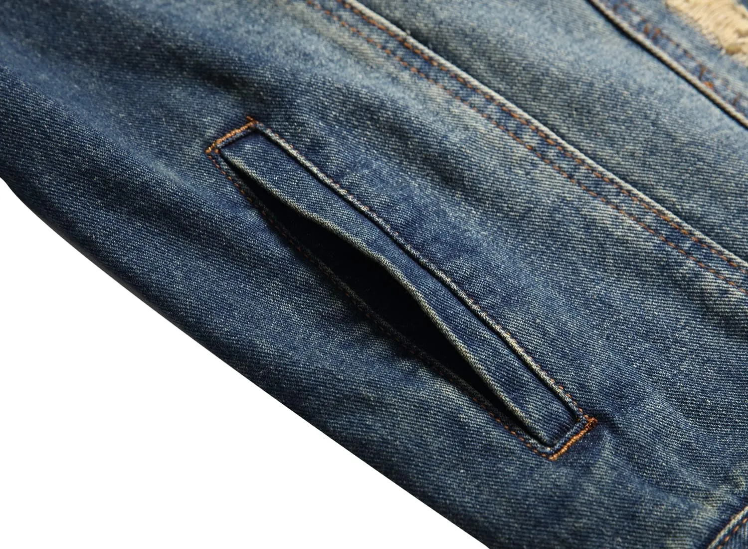 QIMYUM Jean Jacket For Men, Distressed Slim Denim Jacket