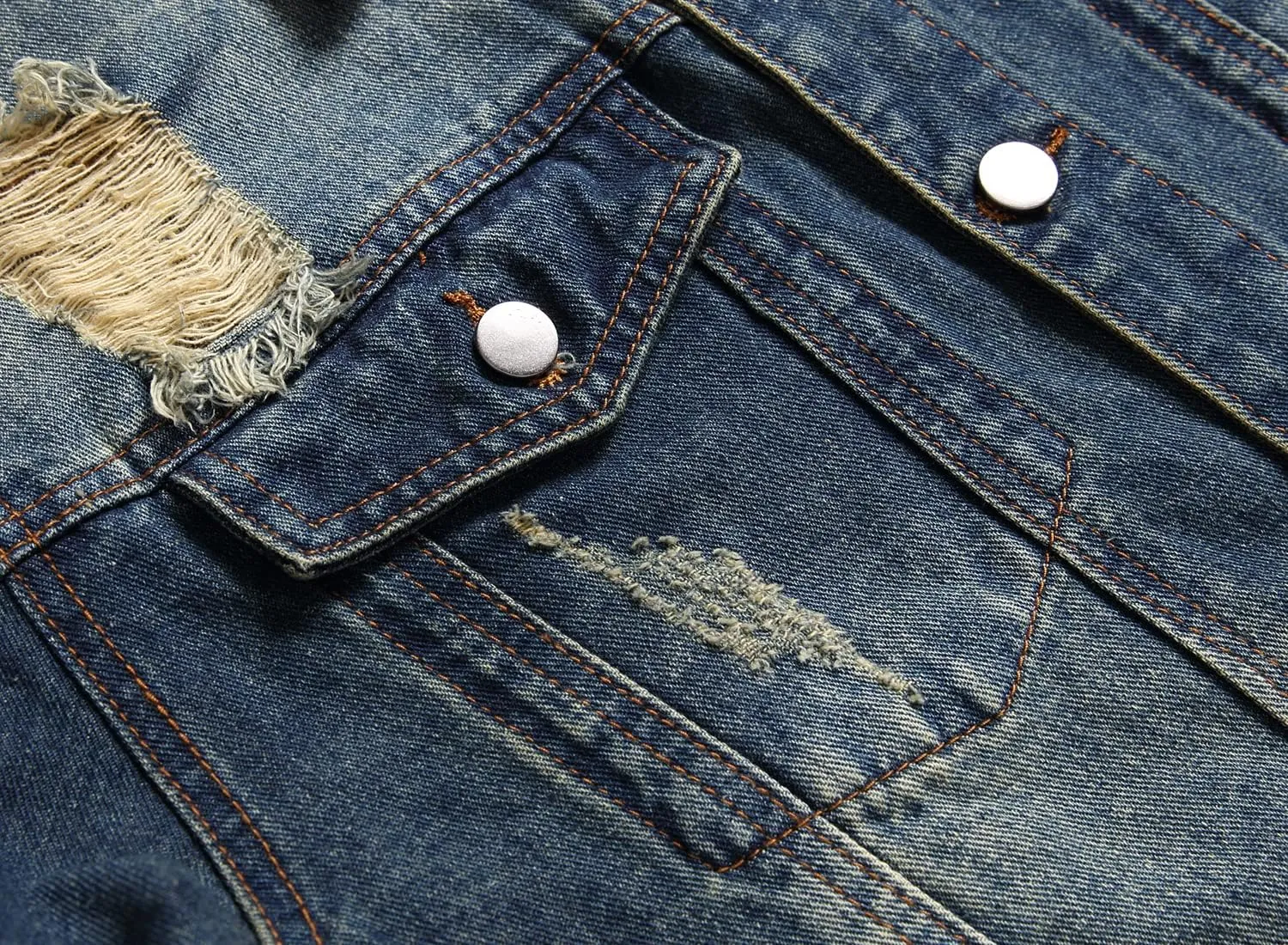 QIMYUM Jean Jacket For Men, Distressed Slim Denim Jacket