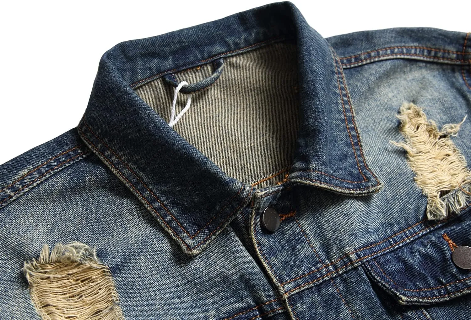 QIMYUM Jean Jacket For Men, Distressed Slim Denim Jacket
