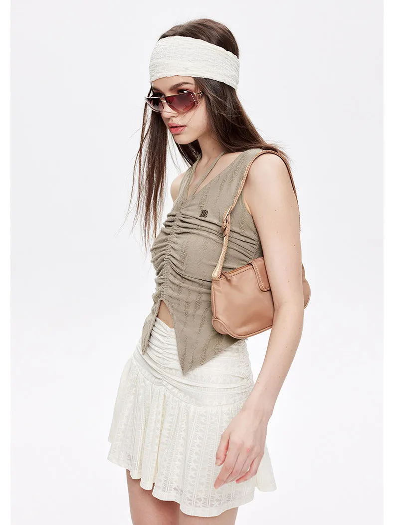 Ruched Drawstring Casual Slim Tank Top
