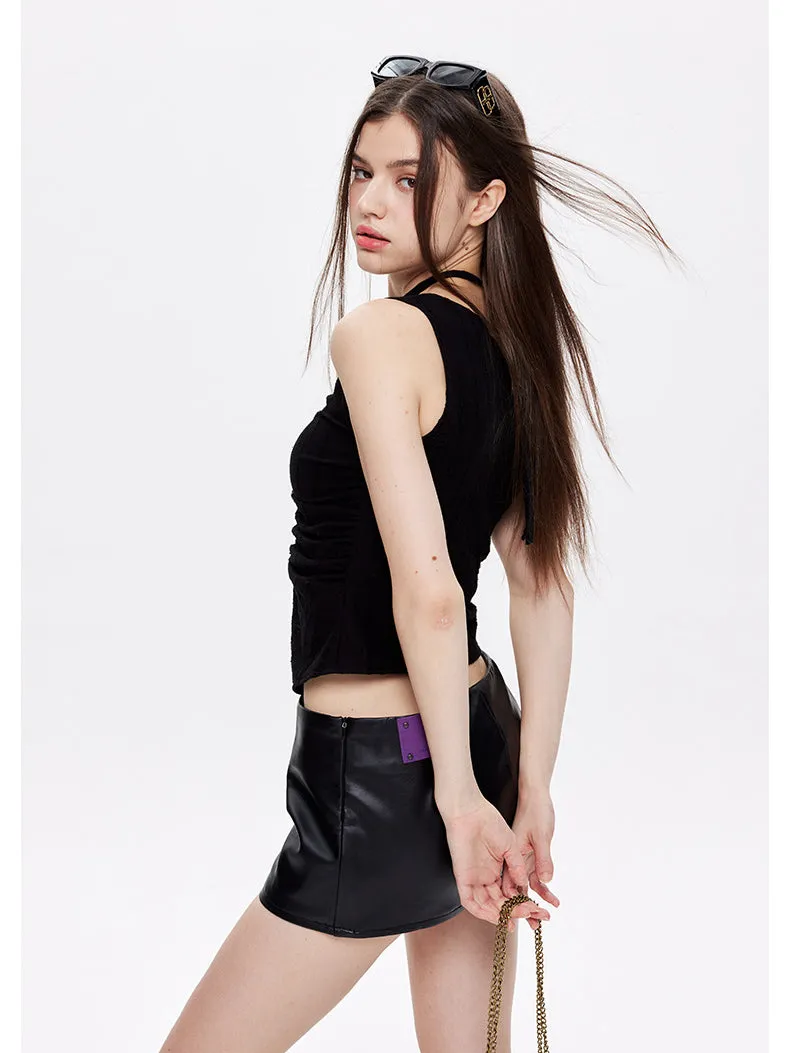 Ruched Drawstring Casual Slim Tank Top