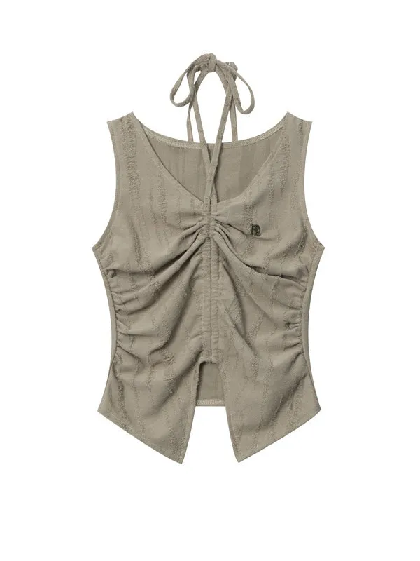 Ruched Drawstring Casual Slim Tank Top