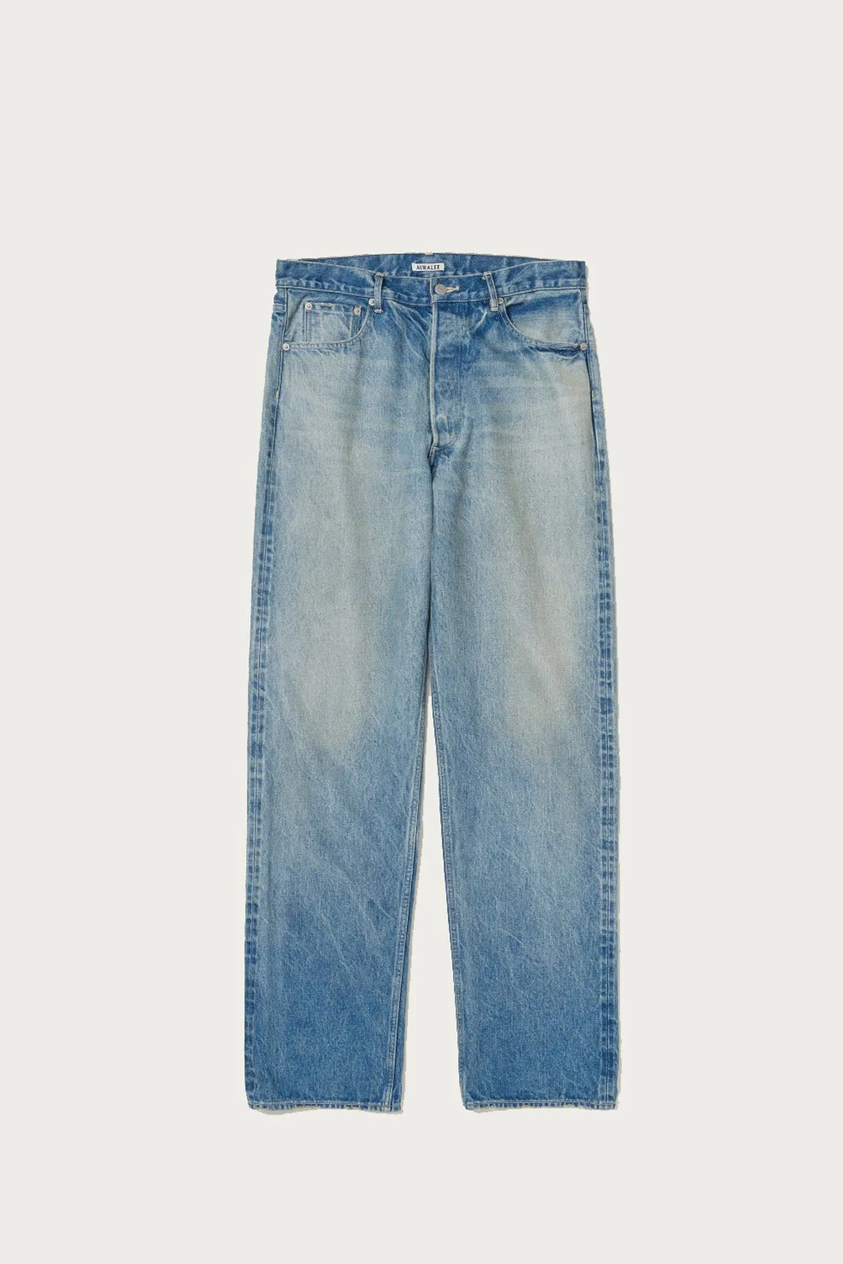 Selvedge Faded Heavy Denim Wide Pants - Faded Indigo