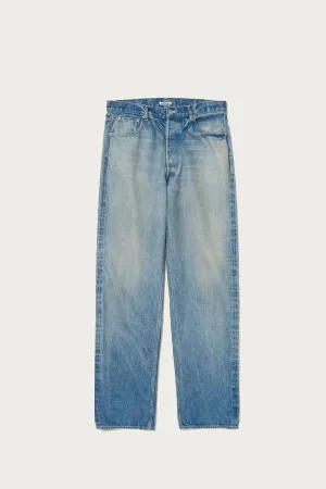 Selvedge Faded Heavy Denim Wide Pants - Faded Indigo