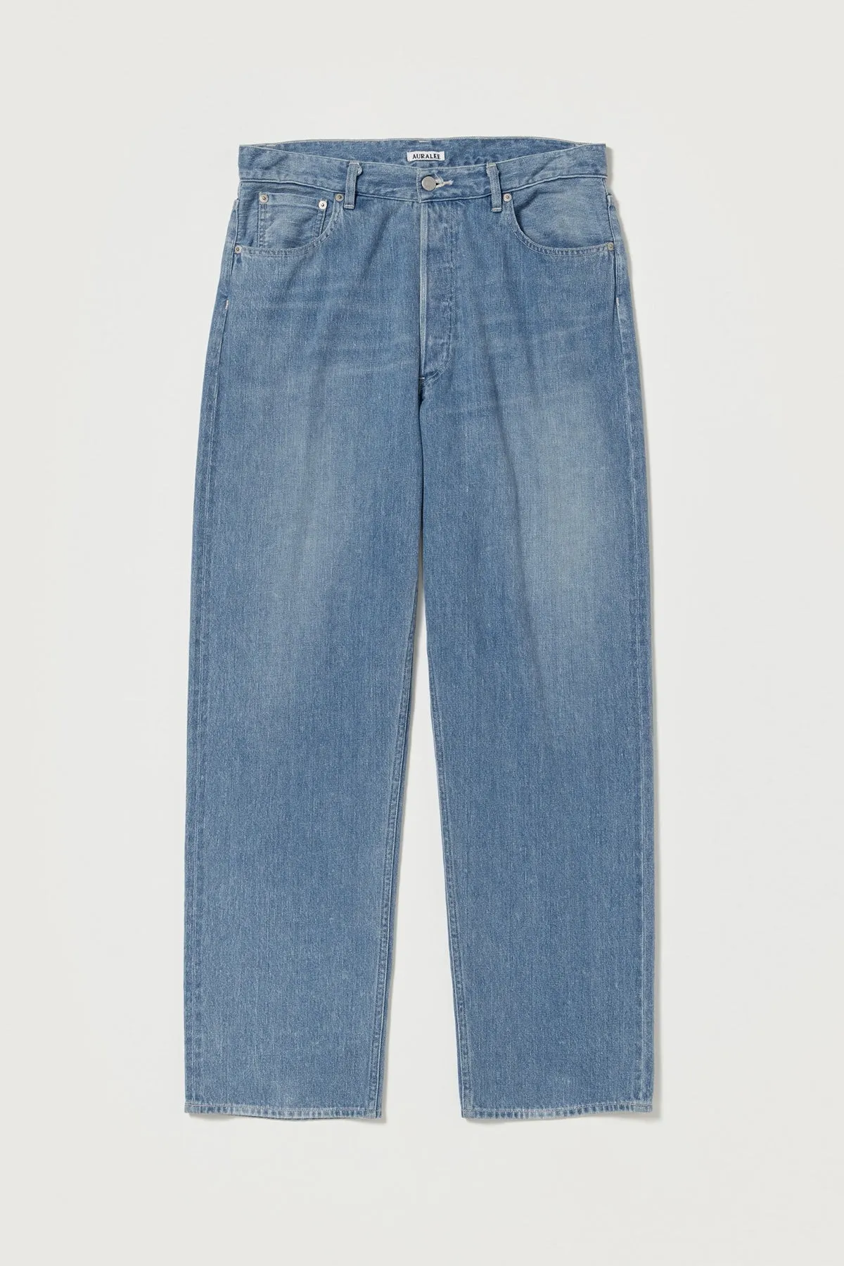 Selvedge Faded Light Denim Wide Pants - Light Indigo