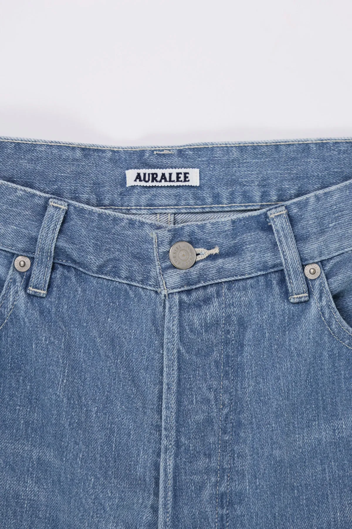Selvedge Faded Light Denim Wide Pants - Light Indigo