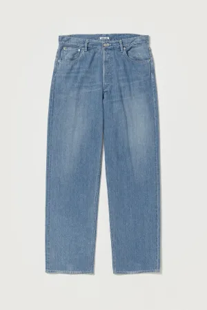 Selvedge Faded Light Denim Wide Pants - Light Indigo