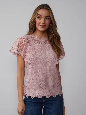 Short Sleeve Crochet Lace Blouse