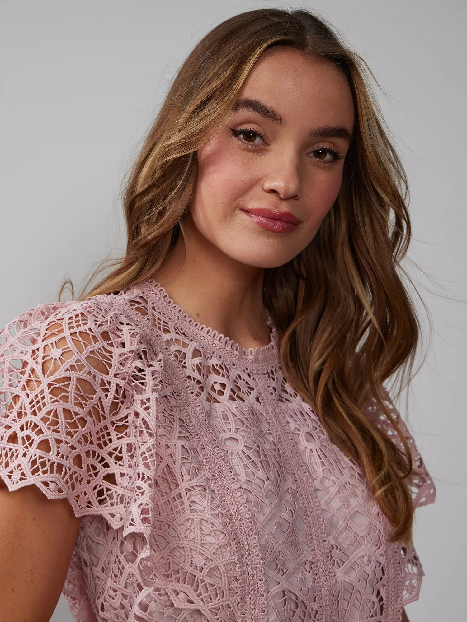 Short Sleeve Crochet Lace Blouse