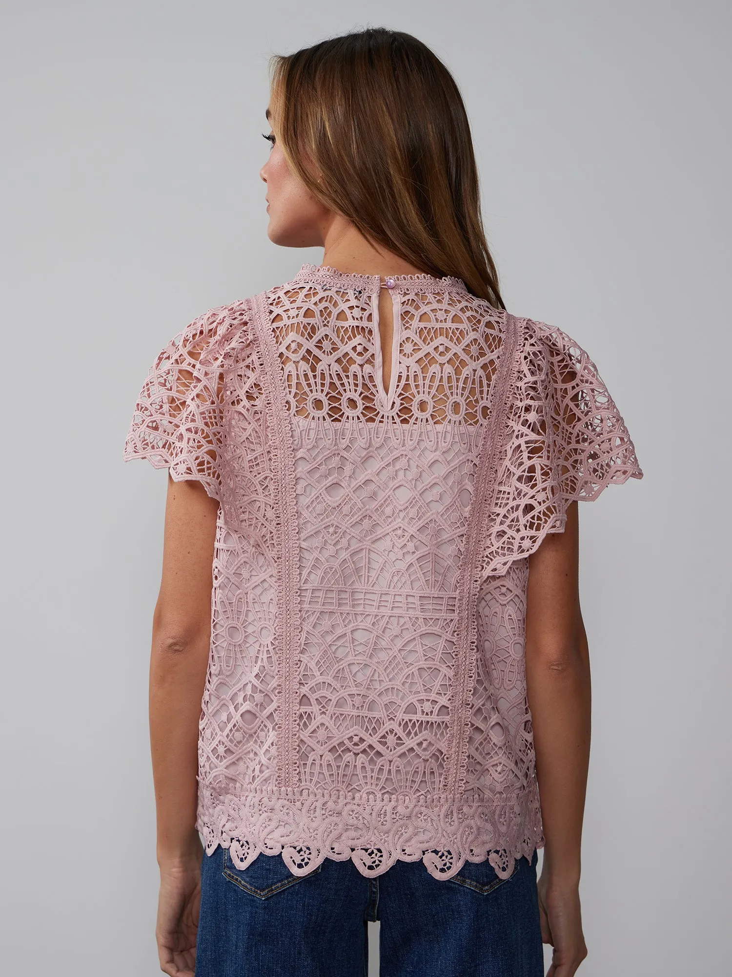 Short Sleeve Crochet Lace Blouse