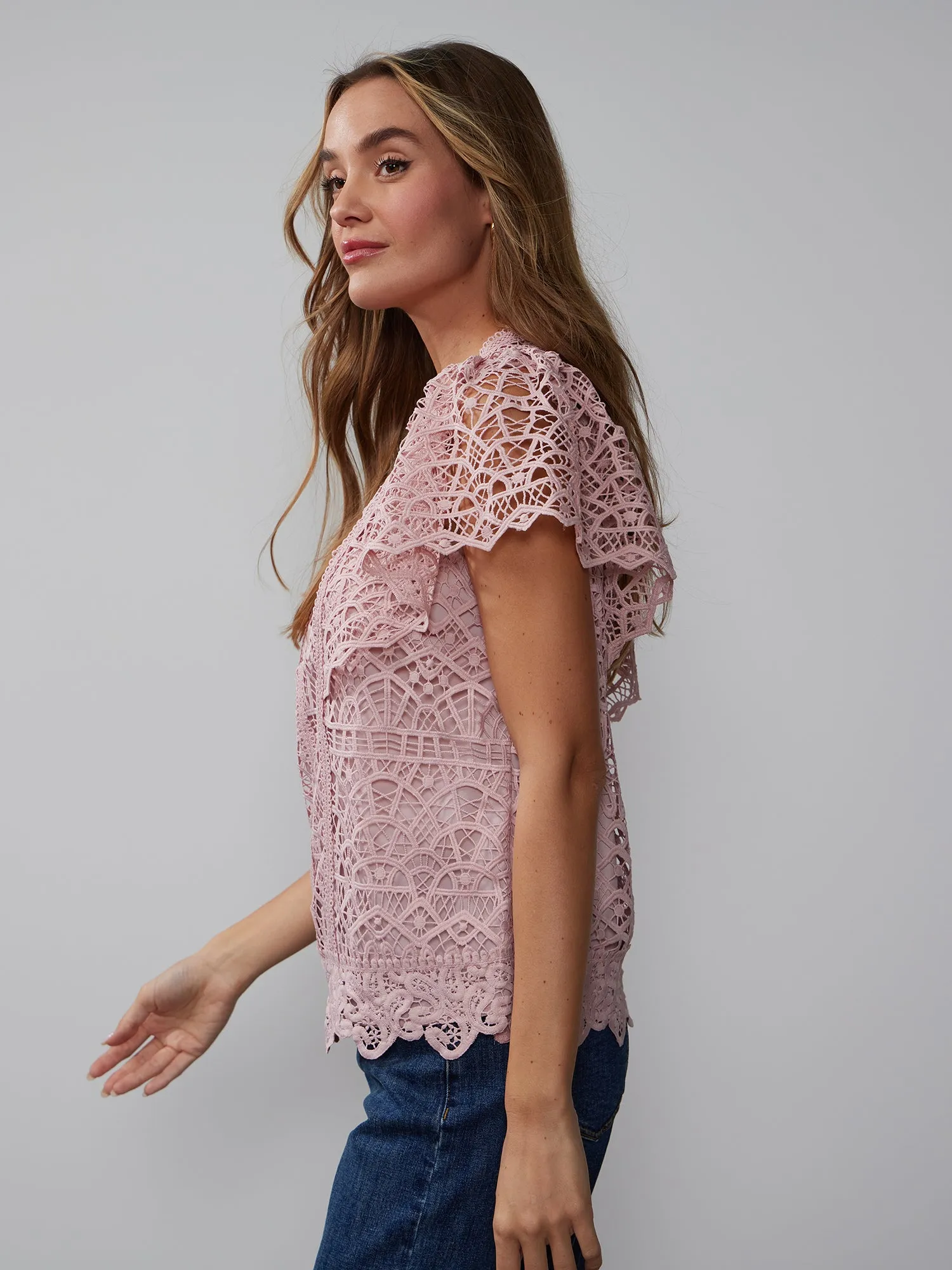 Short Sleeve Crochet Lace Blouse