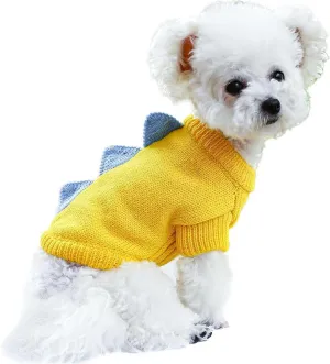 Small Dog Sweaters Cute Dinosaur Pullover Sweater Winter Comfortable Soft Clothes for Small Dogs Boy Girl Cat Cold Weather Warm Knitwear Sweatshirt Christmas Pet Puppy Kitten Shirts