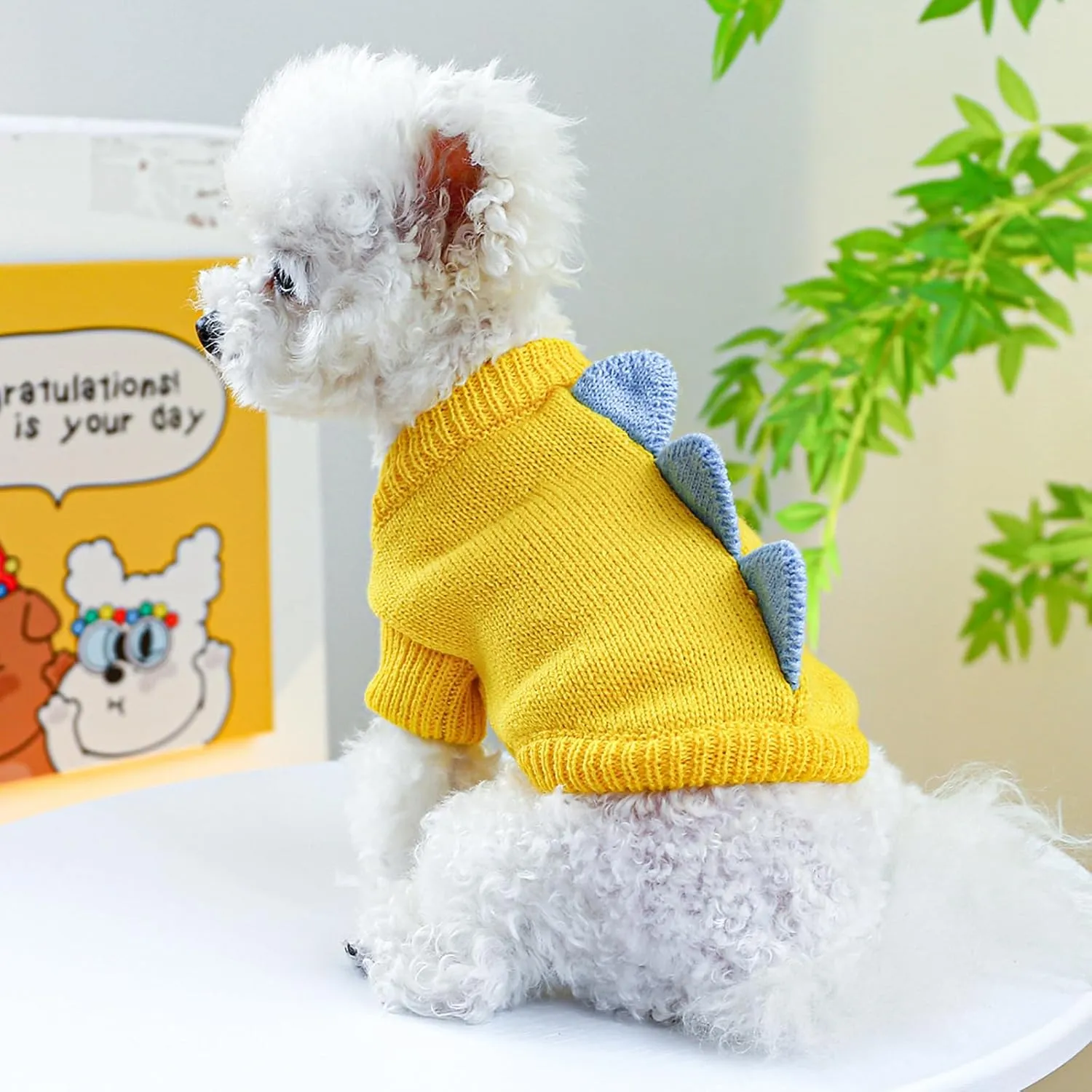 Small Dog Sweaters Cute Dinosaur Pullover Sweater Winter Comfortable Soft Clothes for Small Dogs Boy Girl Cat Cold Weather Warm Knitwear Sweatshirt Christmas Pet Puppy Kitten Shirts