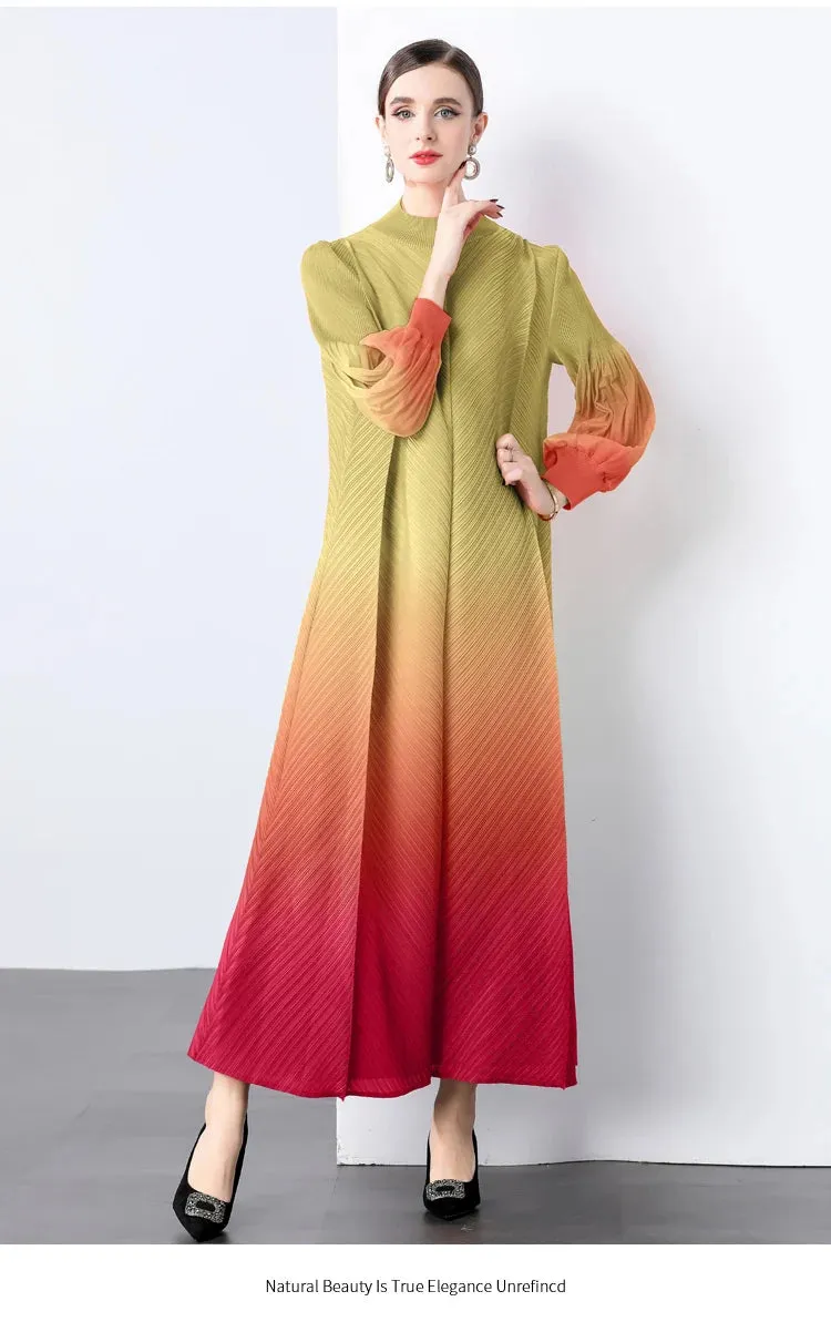 Truly Pleated Ombre Midi Dress