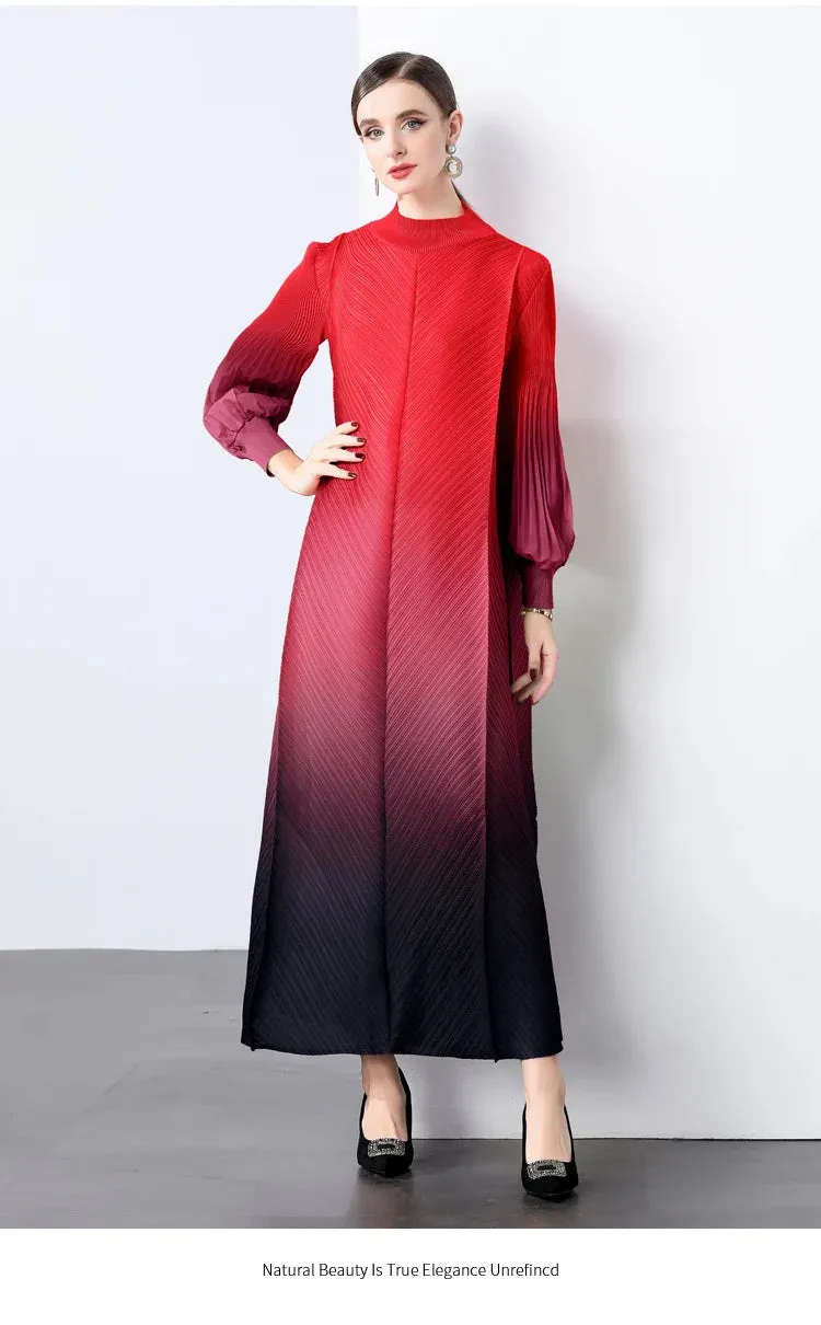 Truly Pleated Ombre Midi Dress