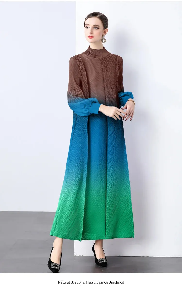 Truly Pleated Ombre Midi Dress
