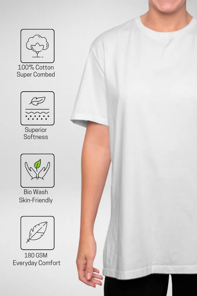 White and Bottle Green Oversized T-Shirts Combo for Women