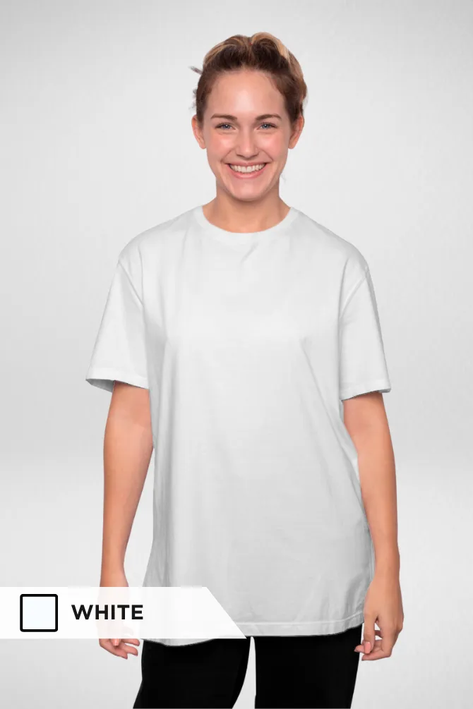 White and Bottle Green Oversized T-Shirts Combo for Women