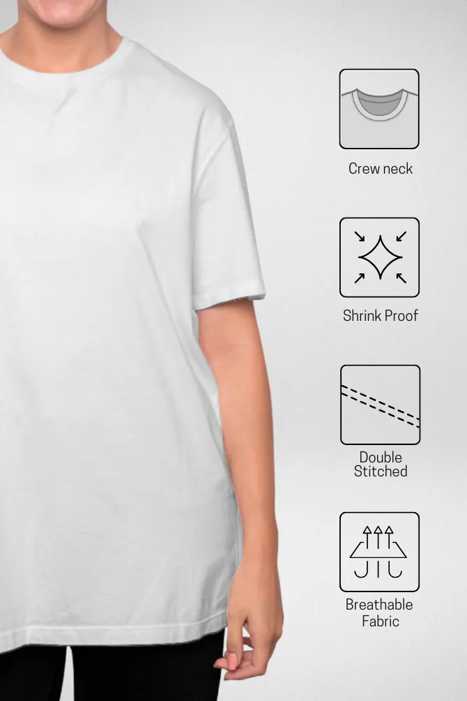 White and Bottle Green Oversized T-Shirts Combo for Women