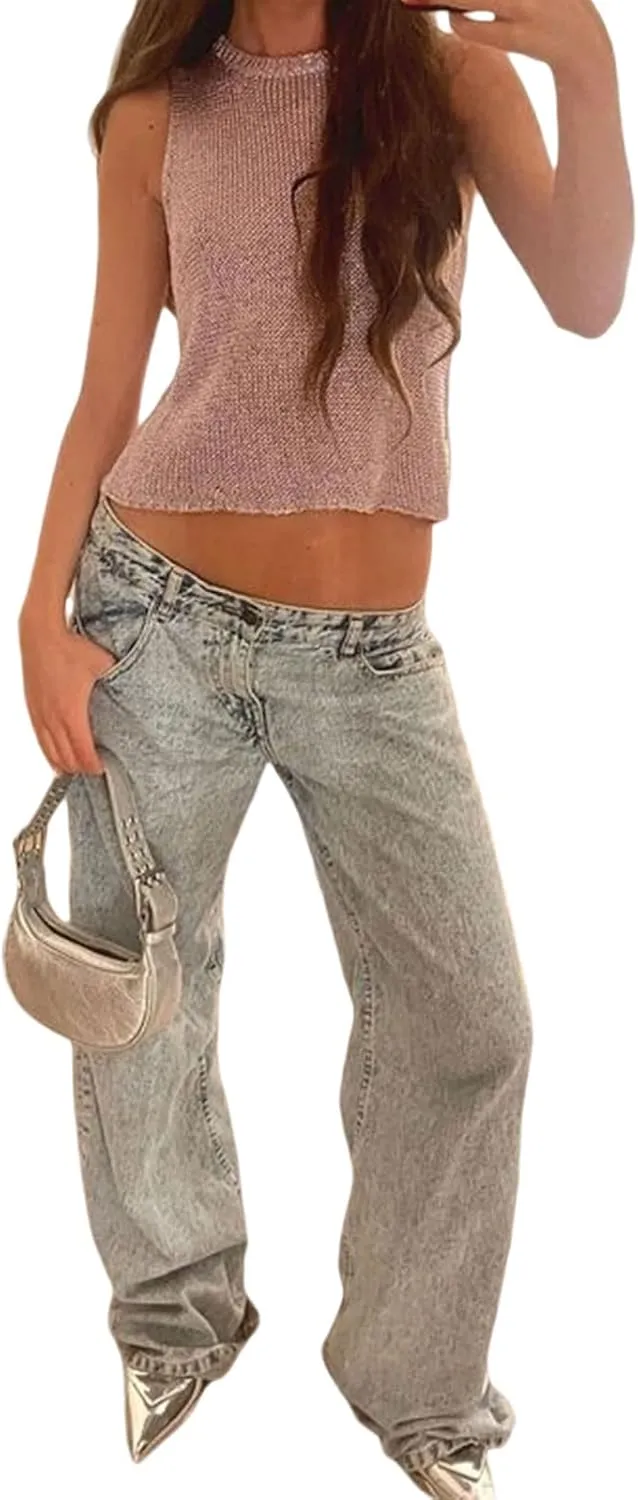 Women Sheer Mesh Tank Top Sleeveless See Through Camisole Layering Undershirt Sexy Summer Y2k Going Out Cami Tops