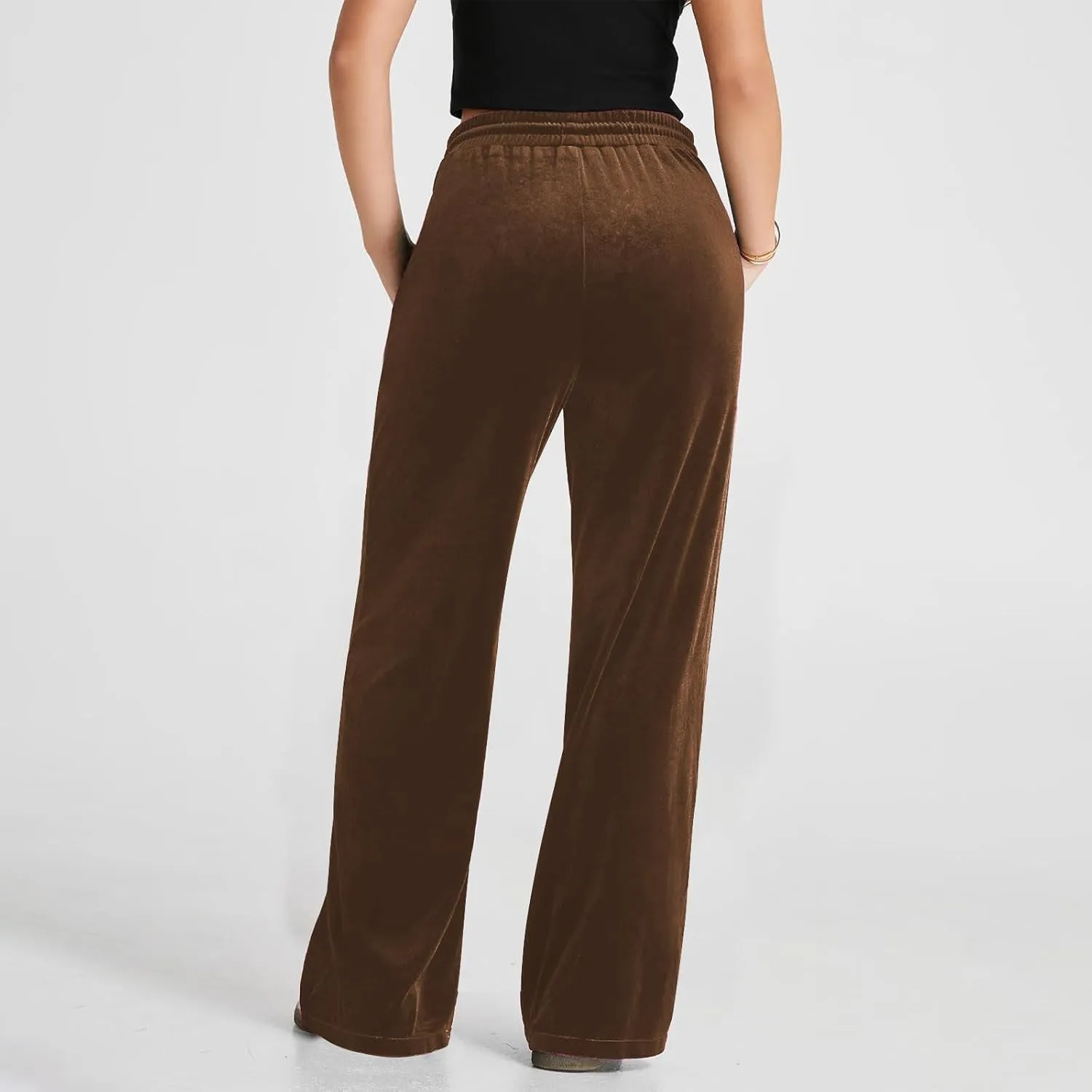 Women Velour Pants Soft Velvet Sweatpants Straight Leg Athletic Joggers Casual Lounge Pajama Pants with Pockets