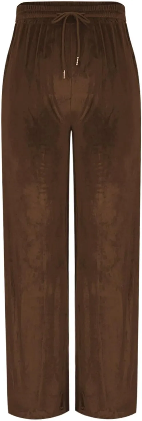 Women Velour Pants Soft Velvet Sweatpants Straight Leg Athletic Joggers Casual Lounge Pajama Pants with Pockets