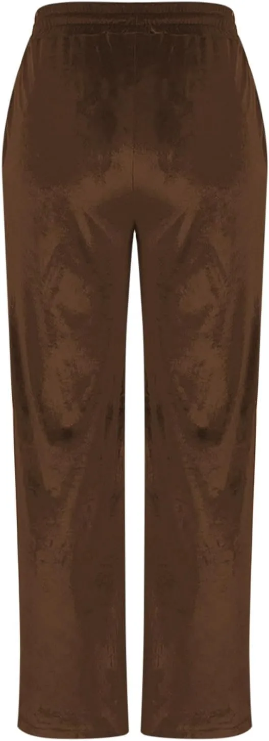 Women Velour Pants Soft Velvet Sweatpants Straight Leg Athletic Joggers Casual Lounge Pajama Pants with Pockets