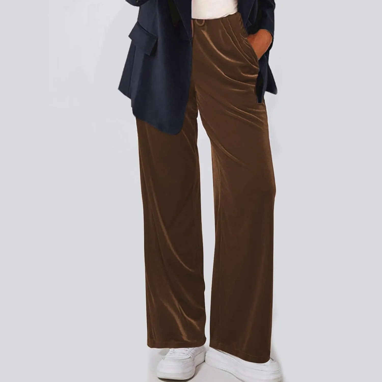 Women Velour Pants Soft Velvet Sweatpants Straight Leg Athletic Joggers Casual Lounge Pajama Pants with Pockets