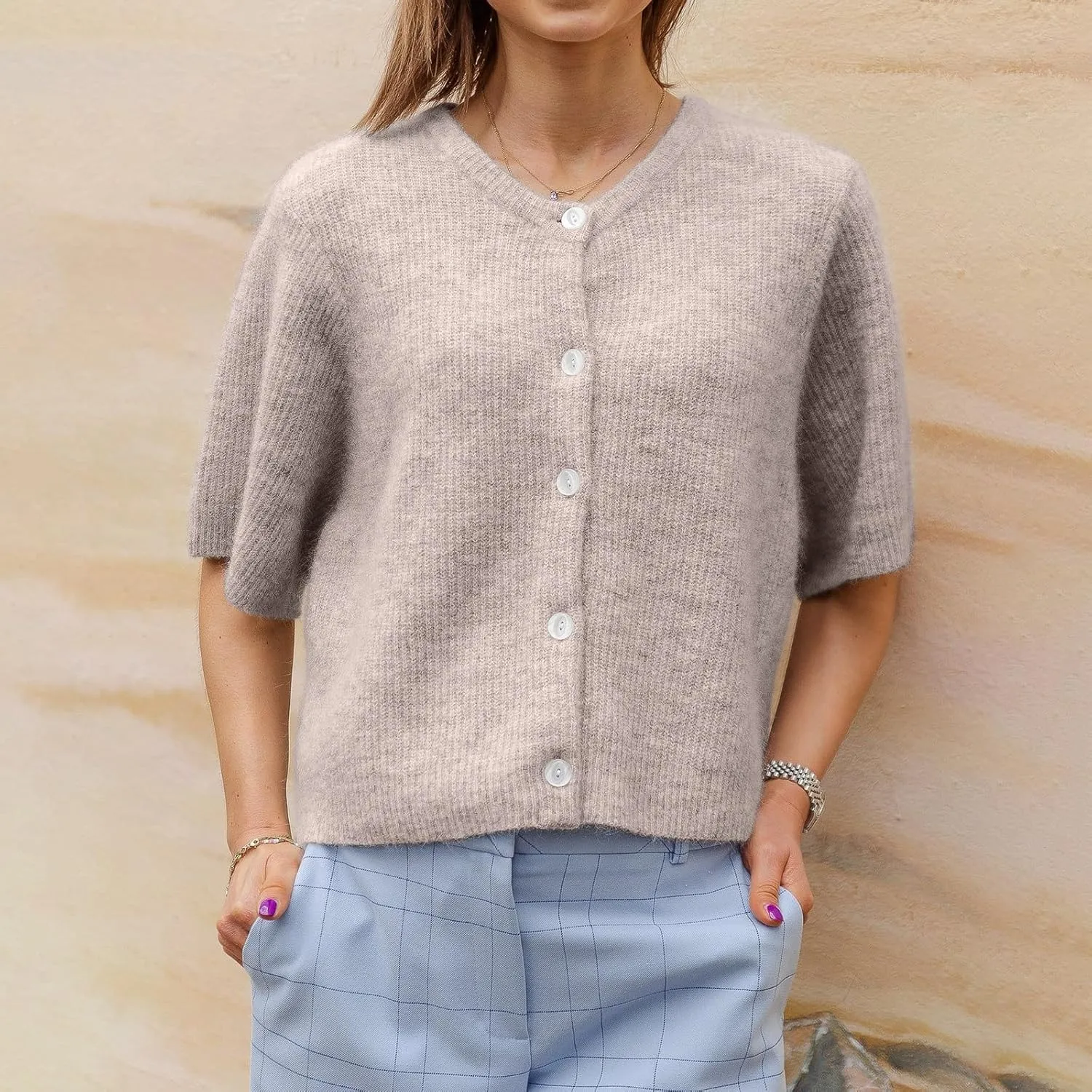 Women Y2k Short Sleeve Cardigans Button Down Rib Knitted Crop Sweater Shirt Cute Knitwear Top Coquette Clothes