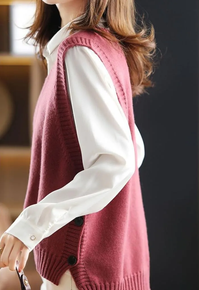 Womens Knit Sleeveless V Neck Sweater Vest 2024 Knitwear Tank