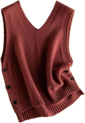 Womens Knit Sleeveless V Neck Sweater Vest 2024 Knitwear Tank