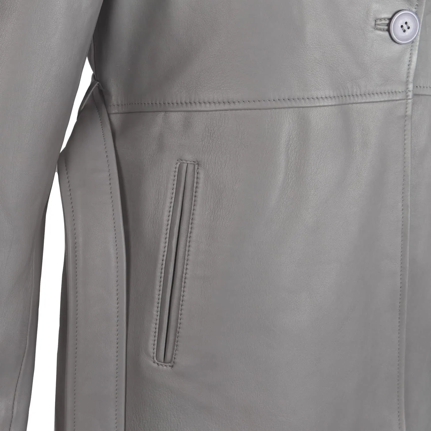 Women's Long Coat - Pure Leather Jacket Suit Coat - Slim Fit Button Down Coats for Outwear