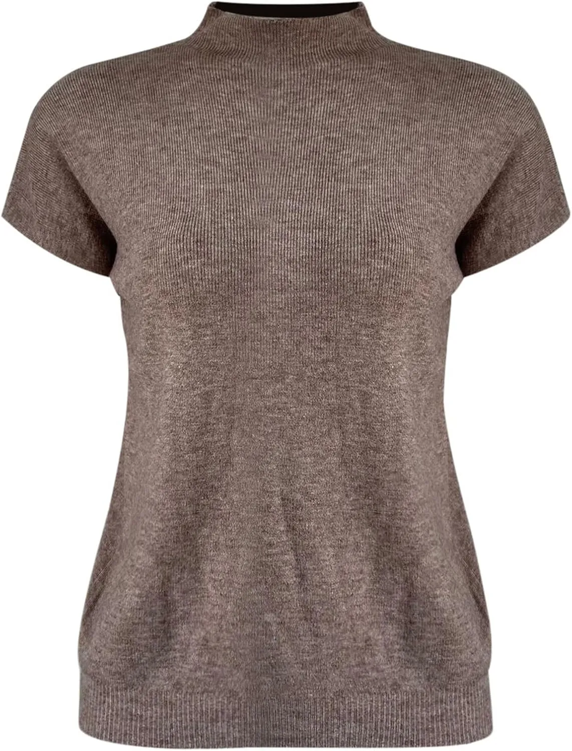 Womens Short Sleeve Top Turtleneck Mock Neck Blouse Summer Casual Basic Knit Slim Fitted Pullover Tops Shirt