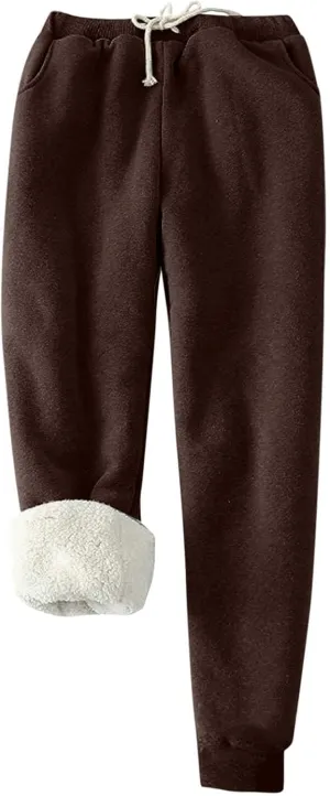 Women's Warm Sherpa Lined Athletic Sweatpants Jogger Fleece Pants